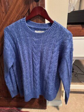 LOFT Cable Knit Sweater Periwinkle Blue S